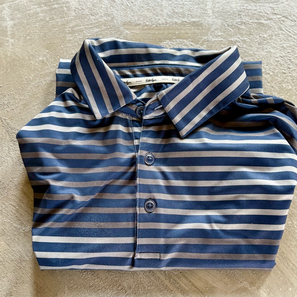 Walter Hagen 11 Majors Short Sleeve Blue & Gray Performance Golf Polo. Small.